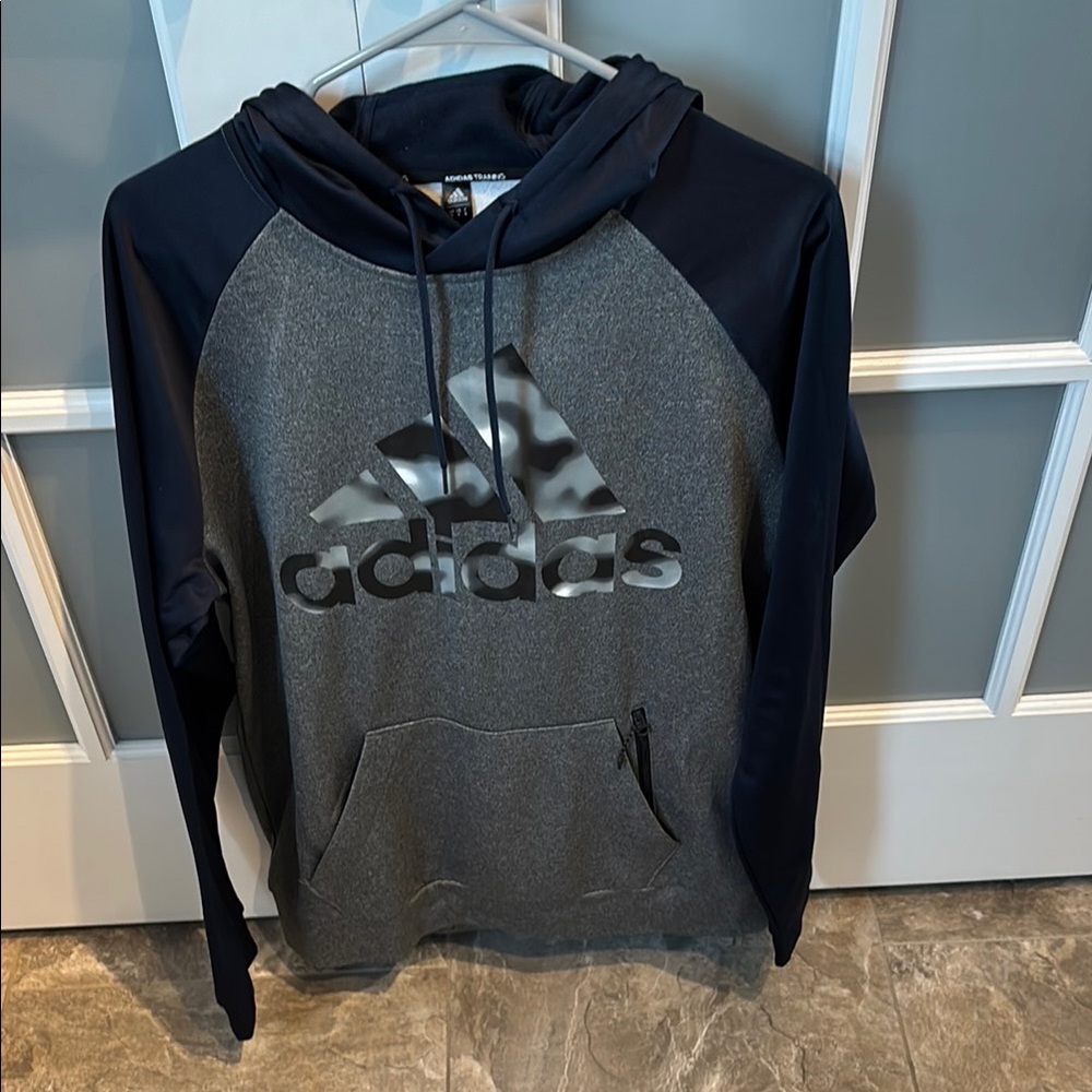 Adidas Gray and Navy Sweatshirt with Raglan Sleeves